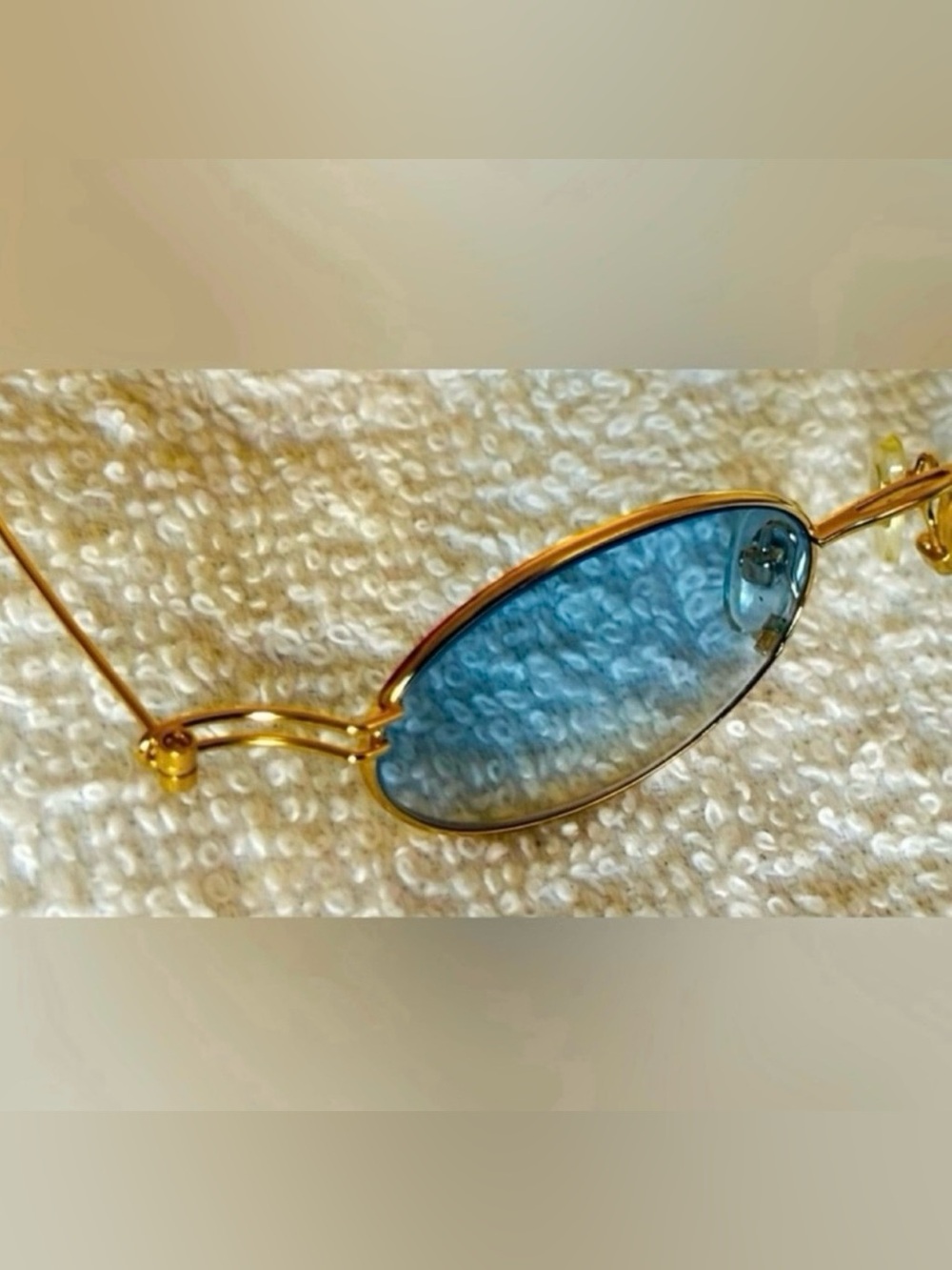 VERY RARE Authentic Gucci Coogi Brand Name Gold Metal Frame Blue Tint Sunglasses - Picture 10 of 15